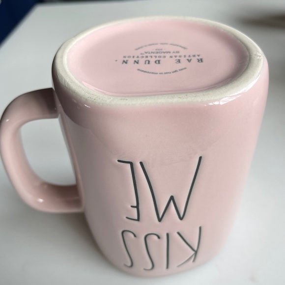 Rae Dunn Ceramic Pink Coffee Mug Kiss Me 16 Oz - Picture 3 of 10